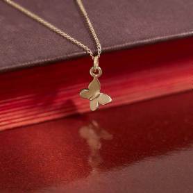 Solid 14K Gold Cherry Blossom Charm Necklace 18 Inch