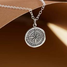 Sterling Silver Wax Seal Compass Necklace