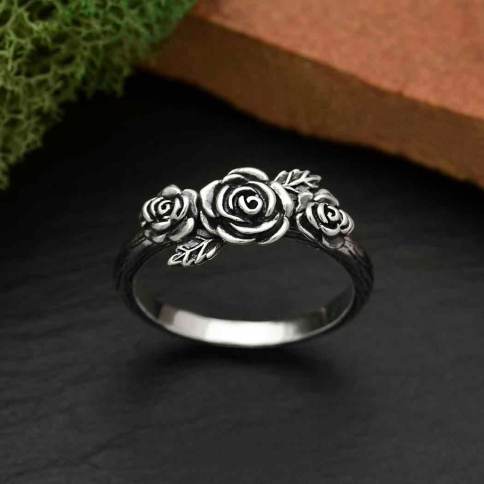 Nina Designs Sterling Silver Triple Rose Ring