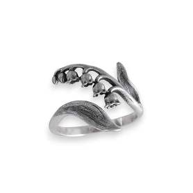 Silver Adjustable Lily of the Valley Ring - May Birth Flower