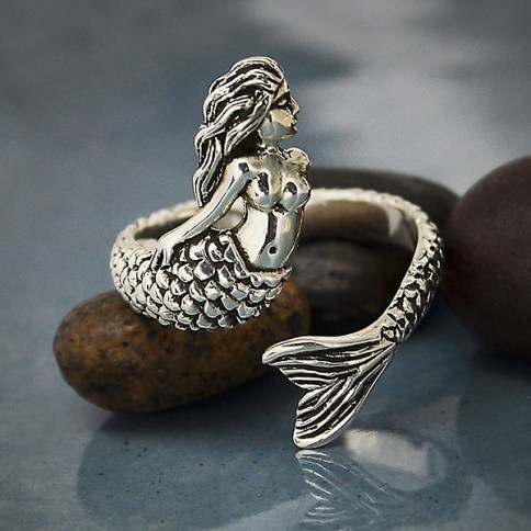 Sterling Silver Mermaid on the Moon Pendant