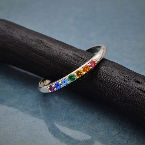 Sterling Silver Adjustable Rainbow Bar Ring Sterling Silver Adjustable Rainbow Bar Ring