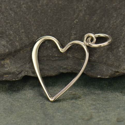 Sterling Silver Open Heart Charm - Small