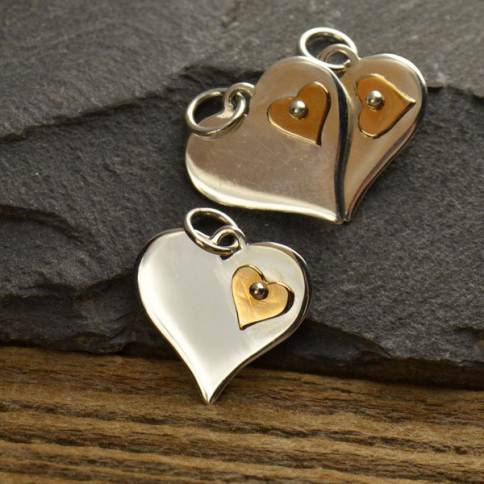 Perfect Plain Heart Charm  Sterling Silver or Gold – Charmarama