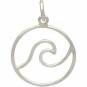Sterling Silver Wire Wave Pendant 21x15mm