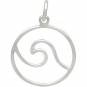 Sterling Silver Wire Wave Pendant 21x15mm