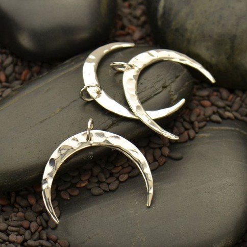 Sterling Silver Crescent Moon Link with Two Holes