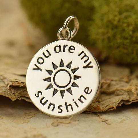 Sterling Silver Large Smiling Sun Pendant 31x24mm