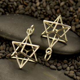 Sterling Silver Wire Merkaba Pendant 23x17mm