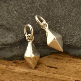 Sterling Silver Short Spike Charm - Geometric Charm 14x5mm