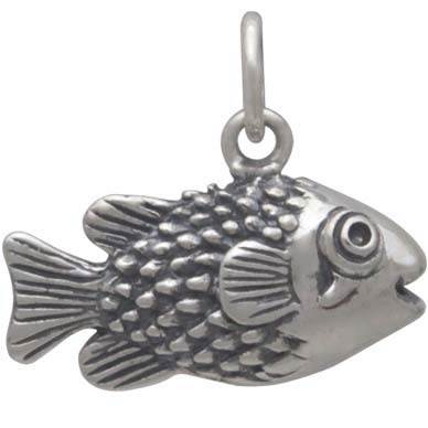 Tiny Fish Charms, Mini Fish Pendant, Silver Fish Charms, 3pc