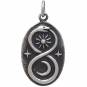 Silver Infinity Snake Pendant with Sun and Moon 26x13mm
