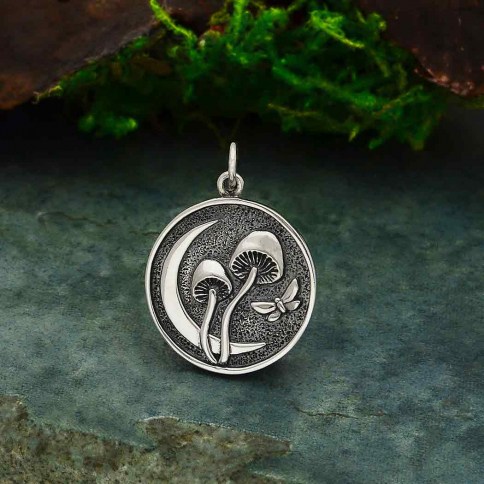 Sterling Silver Mushroom Charm with Snail 22x16mm