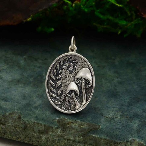 Sterling Silver Mushroom Pendant with Bronze Moon 29x23mm Sterling Silver Mushroom Pendant with Bronze Moon 29x23mm