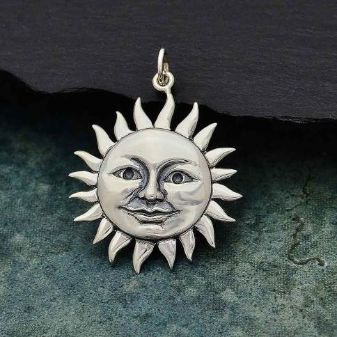 Sterling Silver Smilling Sun Moon and Star Charm Holder