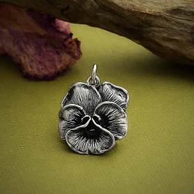 11mm Fine Silver Flower Charms Karen Hill Tribe Charm Flower