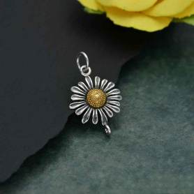 Silver Plated Brass Flower Charm, 44mm Flower Charm, Charms for Jewelry  Making, Nature Plant Flower Charms, Single Flower Charm for Pendants 