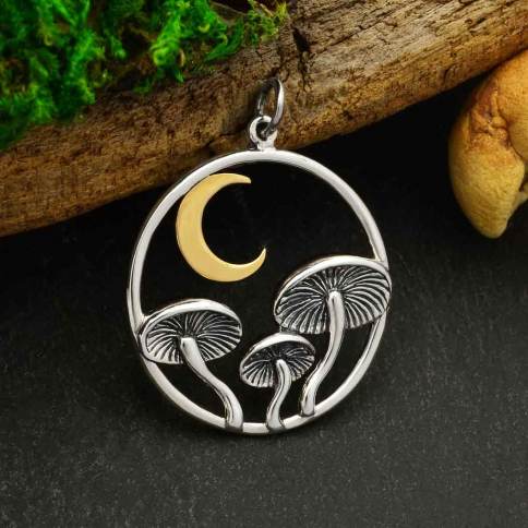 Sterling Silver Mushroom Charm - Food Charm