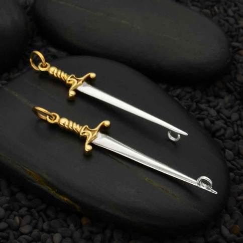 10pc gold spike beads, dagger charms, earring charms, spikes, gold metal  charms, gold beads, bracelet charms, tiny beads, rustic, dagger