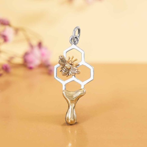 S925 Sterling Silver 3pc purchases Bee Happy Honey Jar Heart Bead Charm