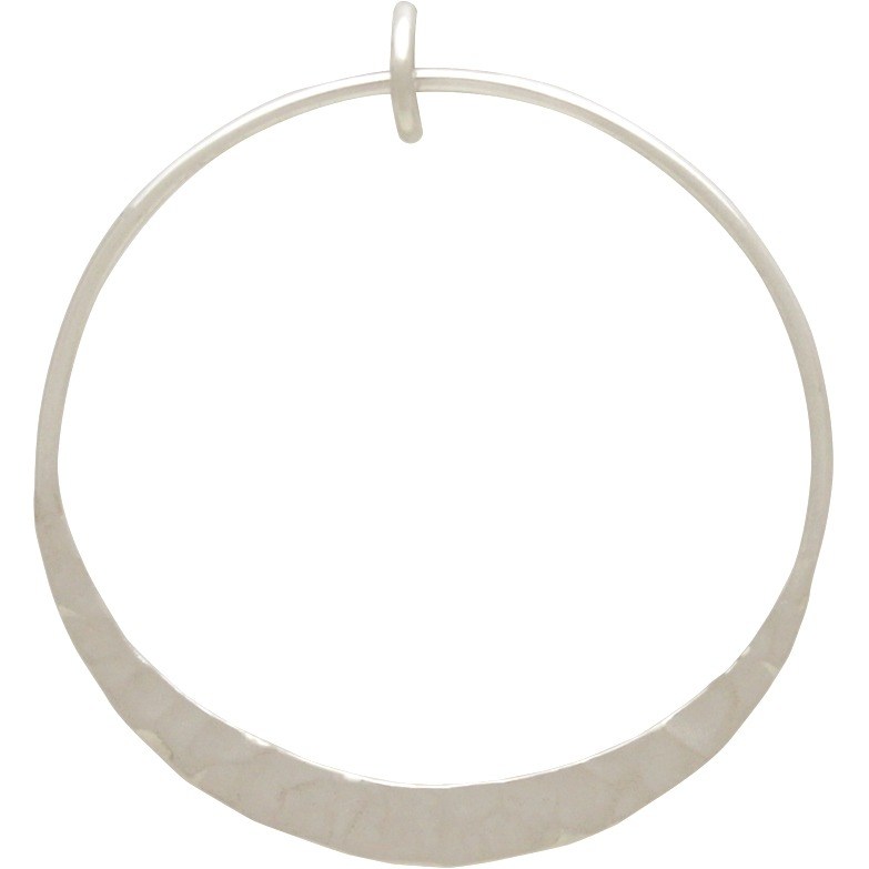 Silver Circle Pendant with Hammer Texture Bottom Edge