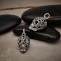 Sterling Silver Sugar Skull Charm with Filigree Scroll Work