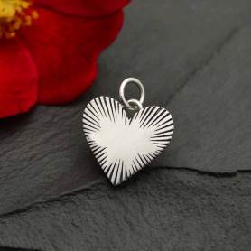 Silver Heart with Radiating Lines 17x14mm DISCONTINUED