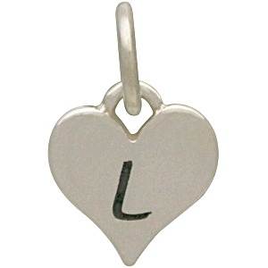 Small Silver Letter Heart Charm - Initial L