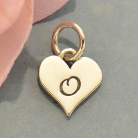 Gold Charm - Tiny Heart with 14K Shiny Gold Plate