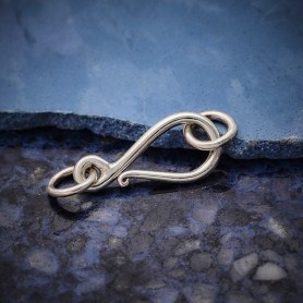 Medium Clasp Sterling Silver Hook and Eye Clasp with Granulation.