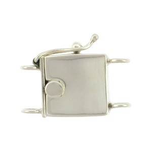 13.7x8.6mm Silver Plated 3 STRANDS BOX MAGNETIC Clasp