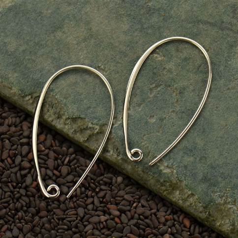 34-542-03 Sterling Silver French Hook Earring Wires, Marquise