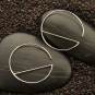 Sterling Silver Hoop Earrings - Wire Horizon Line 30x30mm