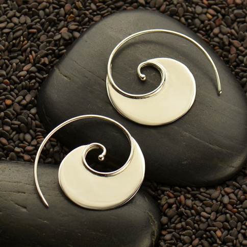 Sterling Silver Wave Hoop Earring 27x29mm