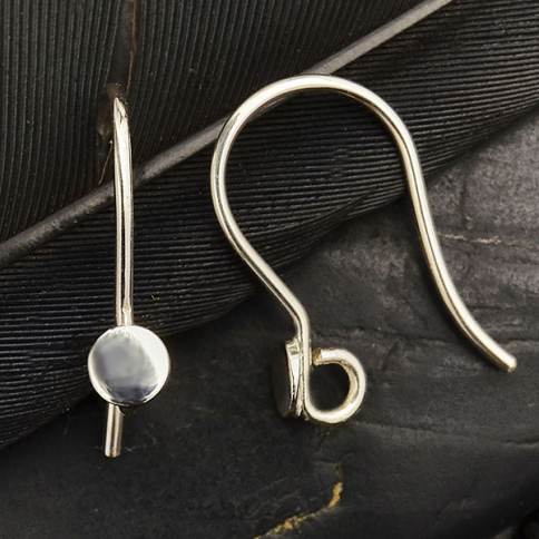 Hook Half Flat with Coil, Ball and Loop Earrings Sterling Silver .925
