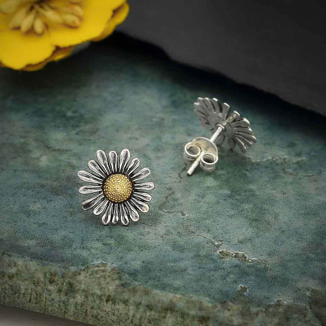 Mixed Metal Daisy Charm 19x13mm