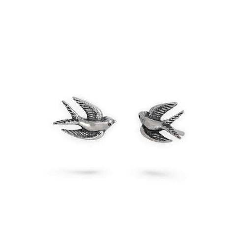 Nina Designs Sterling Silver Swallow Post Earrings white background