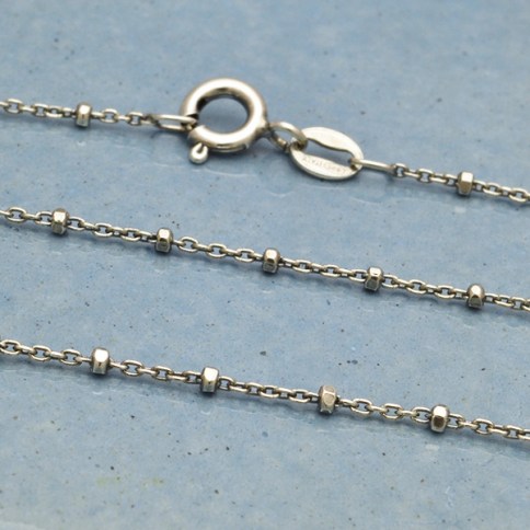 Sterling Silver Faceted Oval Cable Chain