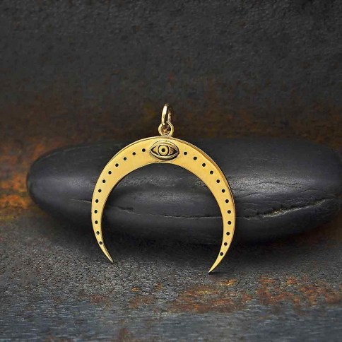 Sterling Silver Moon Pendant with All Seeing Eye