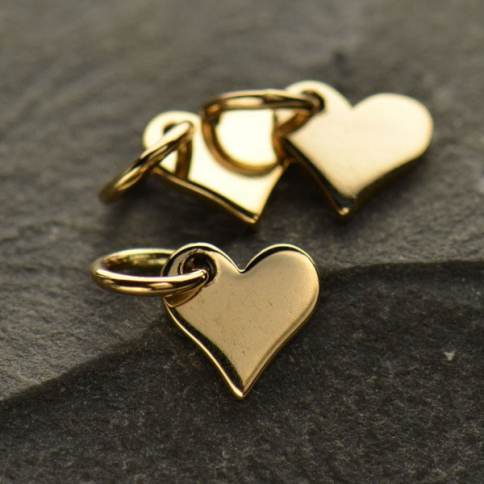 Gold Charms - Small Heart Dangle with 14K Gold Plate
