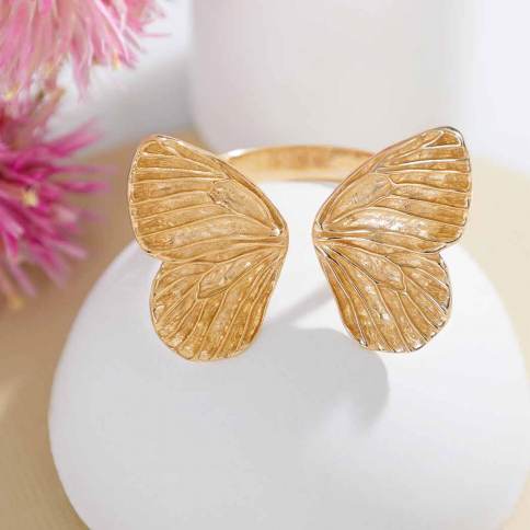 Sterling Silver Adjustable Dimensional Butterfly Wings Ring