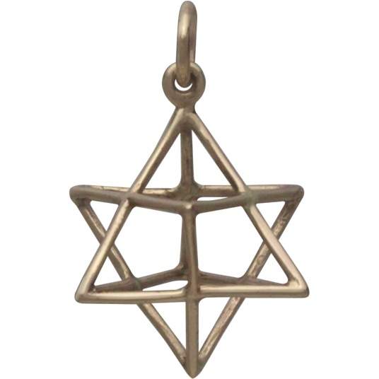 Vintage Merkabah Sacred Geometry Cabochon Verre Bronze Collier Pendentif