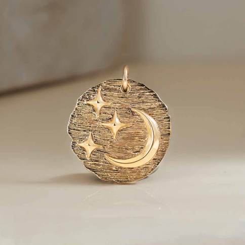 Bronze Ancient Coin with Stars and Moon 22x18mm