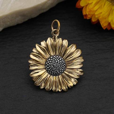 Mixed Metal Daisy Charm 19x13mm