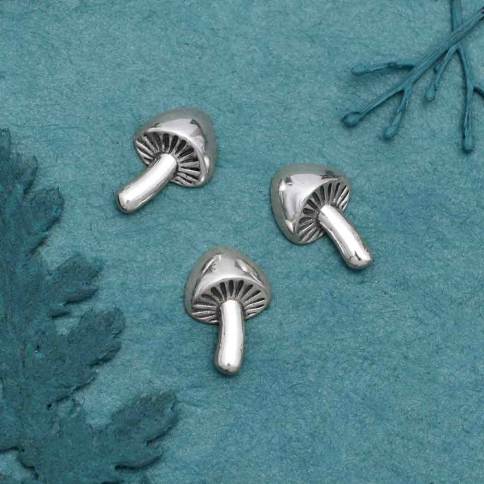 Sterling Silver Mushroom Charm - Food Charm