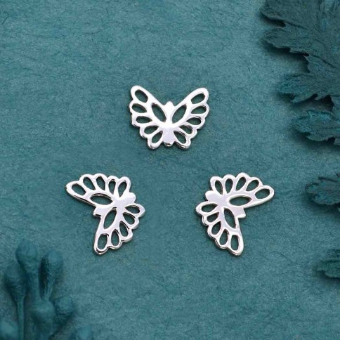 2 Sterling Silver Butterfly Bow Charms 8mm #51530 