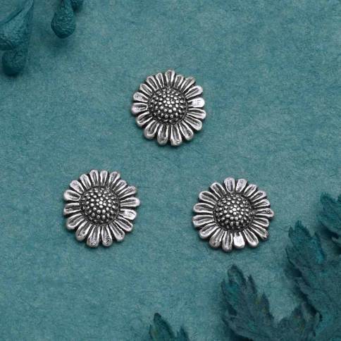 Sterling Silver Daisy Charm - Flower Charm - Small