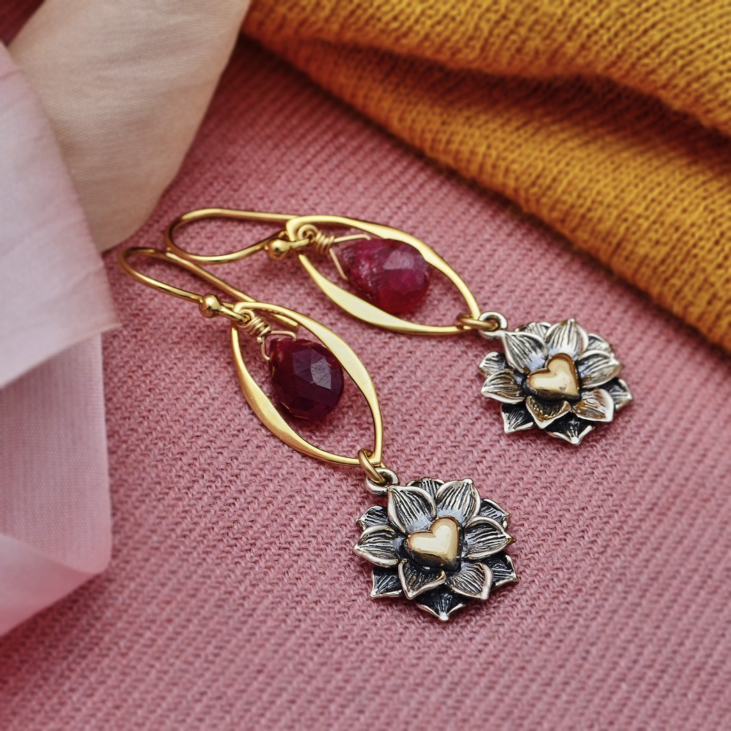 Lotus hot sale shaped earrings